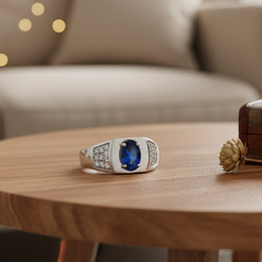 92.5 Silver Royal Blue Men’s Ring