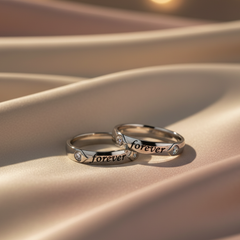 Forever Vows" Engraved Sterling Silver Couple Rings