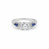 Round Brilliant Three-Stone Ring with Pear Sapphires