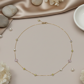 18K Pastel Crystal Beaded Gold Chain
