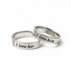 I Love Him/Her" Secret Vows Rings
