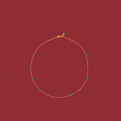 18K Coral Thread Beaded Gold Chain