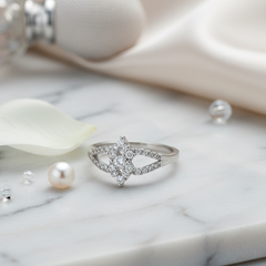 Diamond Petal" Cluster Promise Ring