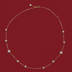 18K Pastel Crystal Beaded Gold Chain