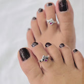 Color Duo Silver Toe Ring