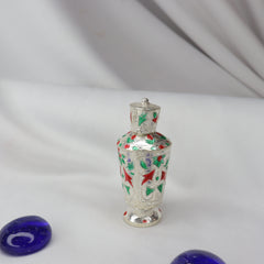 Elegant Silver Meenakari Sindoor Box