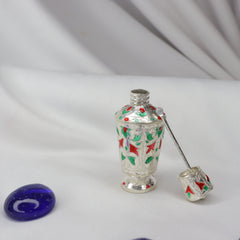 Elegant Silver Meenakari Sindoor Box