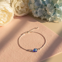 Premium Silver Evil Eye Bracelet for Protection