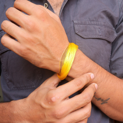 Silver Yellow Braided Moli Bracelet