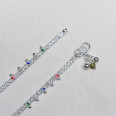Sterling Silver Payal with Multi-Color Stones