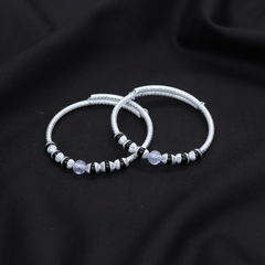 Baby Silver Kada with Black Beads