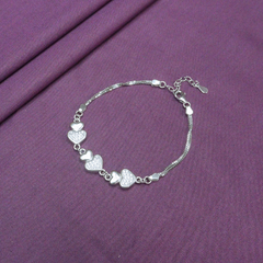 Three Heart Silver Bracelet