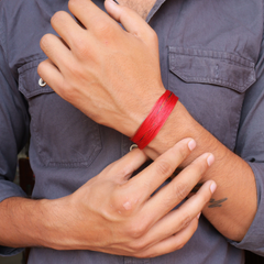 Silver Red Thread Moli Bracelet
