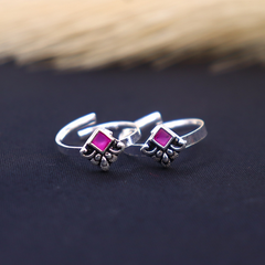 Color Duo Silver Toe Ring