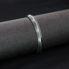 Royal Black Line Silver Kada for Men