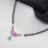 Pink Gemstone Silver Mangal Sutra