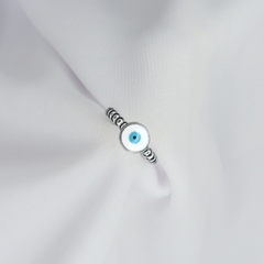 Silver Evil Eye Beaded Ring