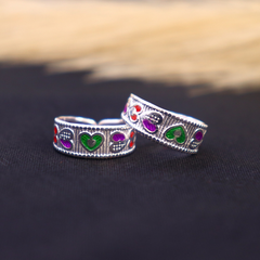 Colorful Heart Band Toe Ring