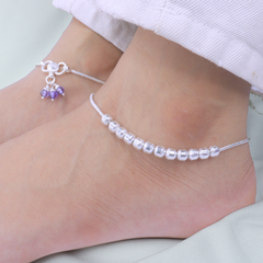 Silver Moti Anklet