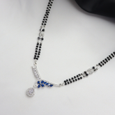 Blue Floral Silver Mangal Sutra
