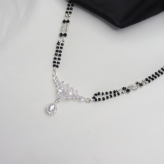 White Floral Silver Mangal Sutra