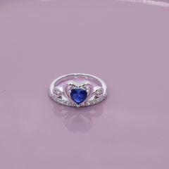Silver Heart Blue Stone Ring