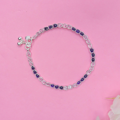 Silver White & Blue Anklet