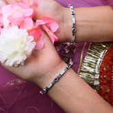 Emerald & Ruby Accents Silver Bangles