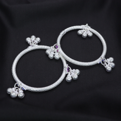 Elegant Baby Silver Kada with Ghungroos