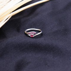 Crimson Glow Silver Ring