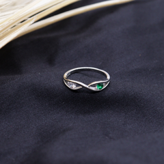 Emerald Infinity Silver Ring