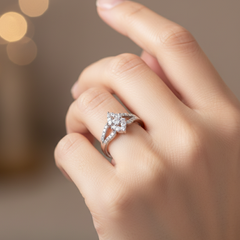 Diamond Petal" Cluster Promise Ring