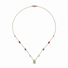 18K Multi-Gemstone Droplet Chain