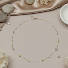 18K Pastel Crystal Beaded Gold Chain