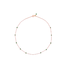 18K Coral Thread Beaded Gold Chain