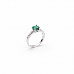 Evergreen Brilliance" Emerald Accent Solitaire Ring