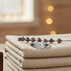 Round Brilliant Three-Stone Ring with Pear Sapphires