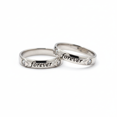 Forever Vows" Engraved Sterling Silver Couple Rings