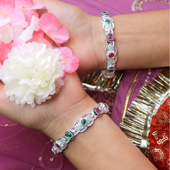 Elegant Multi-Color Silver Bangles