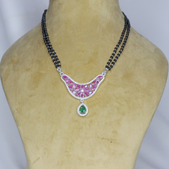 Pink Gemstone Silver Mangal Sutra