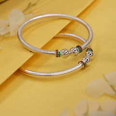 Trio Beads Silver Bangles