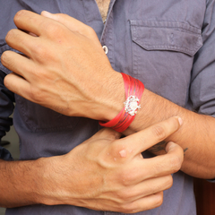 Silver Royal Emblem Red Moli Bracelet