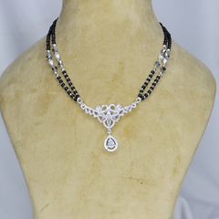 White Floral Silver Mangal Sutra