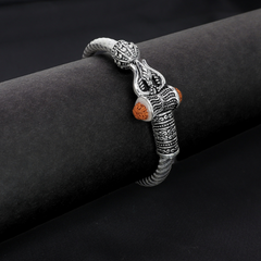 Trishul & Rudraksha Silver Kada for Men