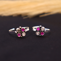 Ruby Gleam Silver Toe Ring