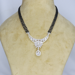 White Gemstone Silver Mangal Sutra