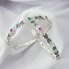 Floral Vine Silver Bangles