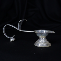 Silver Deepak with Handle for Pooja