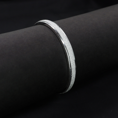 Classic Textured Silver Kada for Men