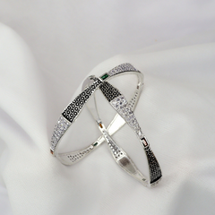 Ethnic Oxidised Silver Bangles